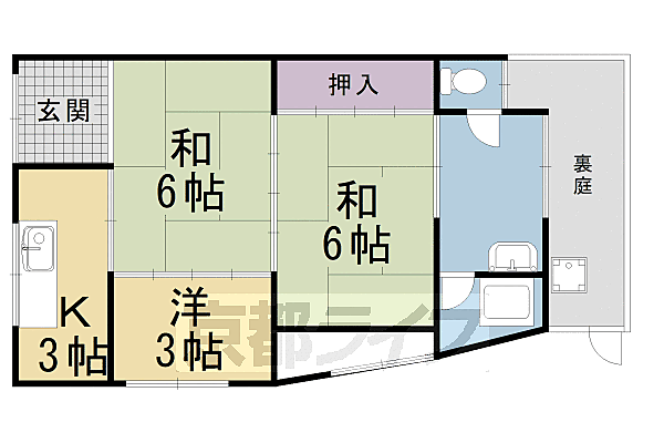 第三小富士荘 1｜京都府京都市伏見区向島二ノ丸町(賃貸アパート3K・1階・43.51㎡)の写真 その2