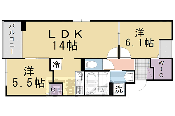 エスポワールV 303｜京都府京都市伏見区久我石原町(賃貸アパート2LDK・3階・56.62㎡)の写真 その2