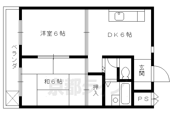 エンブレム城南宮 205｜京都府京都市伏見区竹田田中宮町(賃貸マンション2DK・2階・41.82㎡)の写真 その2