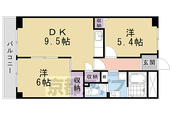 第2洛西ハイツ 602｜京都府京都市南区吉祥院定成町(賃貸マンション2LDK・6階・52.25㎡)の写真 その2