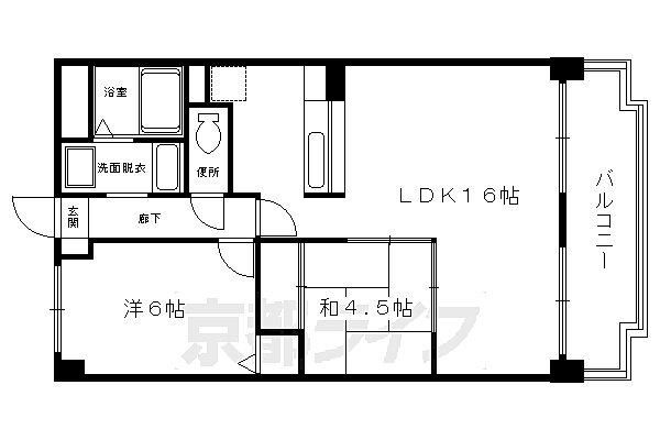 京都府京都市右京区西京極午塚町(賃貸マンション2LDK・4階・56.91㎡)の写真 その2