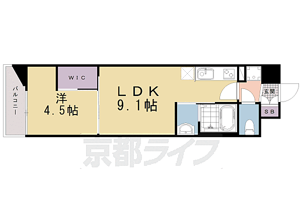 スワンズ京都東寺ガーデン 403｜京都府京都市南区八条源町(賃貸マンション1LDK・4階・32.30㎡)の写真 その2