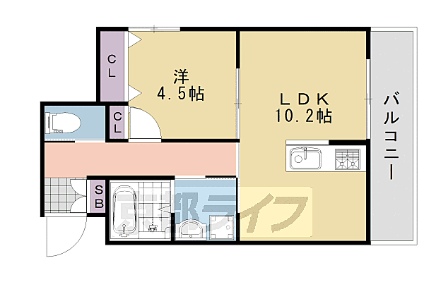 シャルレ14番館 205｜京都府京都市西京区樫原盆山(賃貸マンション1LDK・2階・37.30㎡)の写真 その2