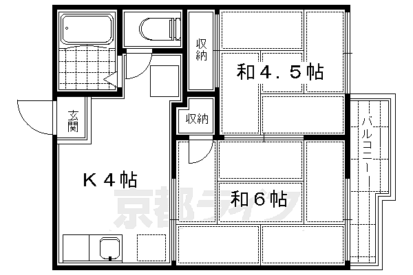 深草エステートII 201｜京都府京都市伏見区深草大亀谷東久宝寺町(賃貸アパート2DK・2階・30.00㎡)の写真 その2