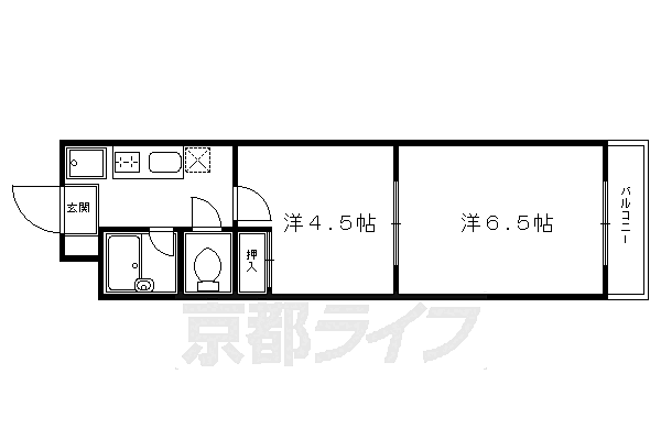 エレガンス東寺 401｜京都府京都市南区西九条豊田町(賃貸マンション2K・4階・27.54㎡)の写真 その2