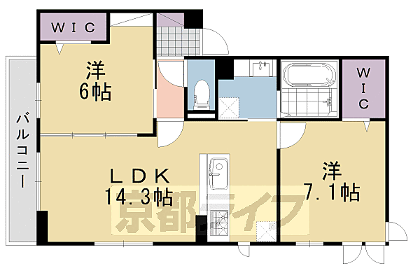 竹の小径 301｜京都府向日市寺戸町(賃貸アパート2LDK・3階・61.74㎡)の写真 その2