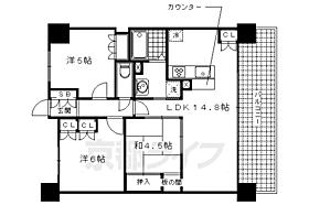 京都府京都市右京区西院月双町（賃貸マンション3LDK・3階・64.90㎡） その2