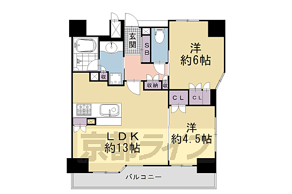 京都府京都市中京区三条油小路町(賃貸マンション2LDK・3階・53.09㎡)の写真 その2