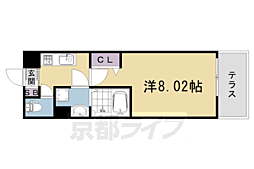 JR山陰本線 円町駅 徒歩5分の賃貸マンション 1階1Kの間取り