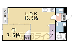 JR山陰本線 太秦駅 徒歩10分の賃貸マンション 1階1LDKの間取り