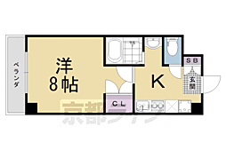 阪急京都本線 西京極駅 徒歩9分の賃貸マンション 5階1Kの間取り