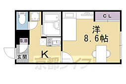 阪急嵐山線 松尾大社駅 徒歩12分の賃貸アパート 2階1Kの間取り