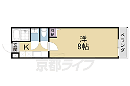 フラッティ烏丸十条 2階1Kの間取り
