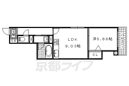 京阪本線 丹波橋駅 徒歩14分の賃貸アパート 2階1LDKの間取り