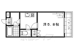 京阪宇治線 観月橋駅 徒歩6分の賃貸マンション 2階1Kの間取り