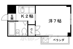 京阪本線 丹波橋駅 徒歩10分の賃貸マンション 3階1Kの間取り