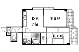 京阪宇治線 桃山南口駅 徒歩8分の賃貸マンション 4階2DKの間取り