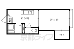 京阪本線 龍谷大前深草駅 徒歩10分の賃貸アパート 1階1Kの間取り