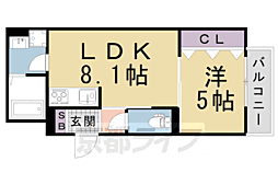 JR奈良線 桃山駅 徒歩9分の賃貸アパート 1階1LDKの間取り
