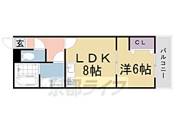 京阪本線 藤森駅 徒歩9分の賃貸アパート 1階1LDKの間取り