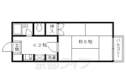 近鉄京都線 伏見駅 徒歩4分の賃貸アパート 2階1Kの間取り
