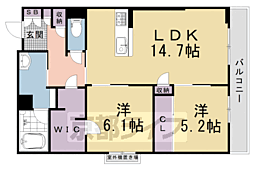 京都地下鉄東西線 二条城前駅 徒歩4分の賃貸マンション 2階2LDKの間取り