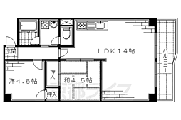京阪宇治線 桃山南口駅 徒歩5分の賃貸マンション 5階2LDKの間取り