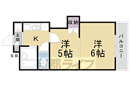 阪急京都本線 西京極駅 徒歩8分の賃貸マンション 5階2Kの間取り