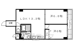 阪急京都本線 京都河原町駅 徒歩5分の賃貸マンション 5階2LDKの間取り