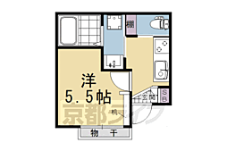 京阪本線 中書島駅 徒歩1分の賃貸アパート 2階1Kの間取り