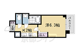 プレサンス京都五条天使突抜 5階1Kの間取り