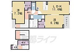 京阪本線 中書島駅 3.1kmの賃貸アパート 3階2LDKの間取り