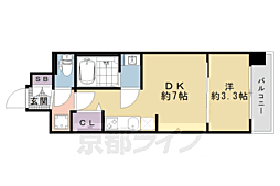 プレサンス十条凛華 4階1DKの間取り