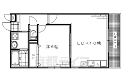 京都市営烏丸線 竹田駅 徒歩20分の賃貸マンション 2階1LDKの間取り