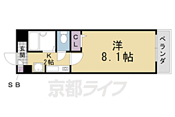 阪急嵐山線 上桂駅 徒歩7分の賃貸マンション 5階1Kの間取り