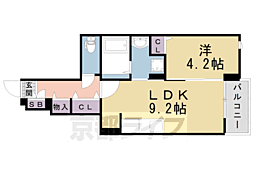 京都地下鉄東西線 六地蔵駅 徒歩13分の賃貸アパート 1階1DKの間取り