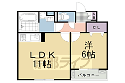 阪急京都本線 西向日駅 徒歩25分の賃貸アパート 2階1LDKの間取り
