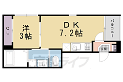 JR山陰本線 花園駅 徒歩3分の賃貸アパート 2階1DKの間取り