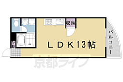 阪急京都本線 桂駅 徒歩20分の賃貸マンション 1階ワンルームの間取り