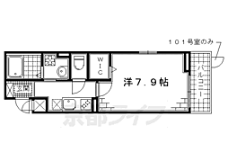 京阪宇治線 桃山南口駅 徒歩4分の賃貸アパート 3階1Kの間取り