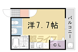 阪急京都本線 桂駅 徒歩4分の賃貸アパート 1階1Kの間取り
