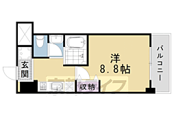 京都市営烏丸線 烏丸御池駅 徒歩4分の賃貸マンション 5階1Kの間取り