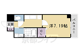 JR山陰本線 太秦駅 徒歩7分の賃貸マンション 3階1Kの間取り