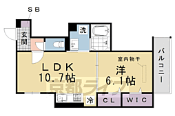 阪急京都本線 桂駅 徒歩14分の賃貸アパート 2階1LDKの間取り