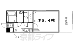 京阪本線 藤森駅 徒歩7分の賃貸マンション 1階1Kの間取り