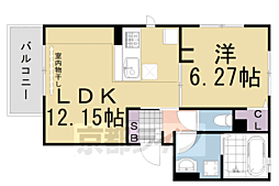 阪急京都本線 桂駅 徒歩14分の賃貸アパート 3階1LDKの間取り