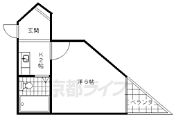 阪急京都本線 桂駅 徒歩9分の賃貸マンション 1階1Kの間取り