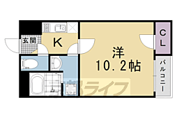JR山陰本線 嵯峨嵐山駅 徒歩7分の賃貸アパート 1階1Kの間取り