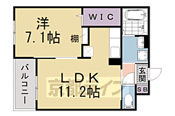 シャルマン唐橋南 1LDKの間取図画像