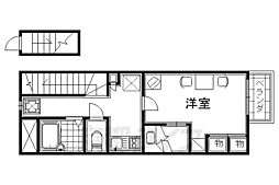 京阪宇治線 観月橋駅 徒歩7分の賃貸アパート 2階1Kの間取り